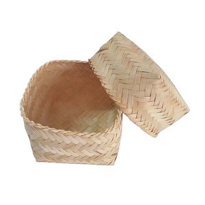 Modern Natural Handmade <strong>Square</strong> Creativity Snack Mini Bamboo <strong>Wicker</strong> Gift Storage <strong>Baskets</strong> With Lid Desktop Home Decoration - Product Image 2