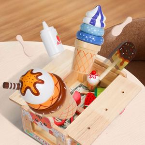 Cadeaux d'anniversaire : Chariot à glaces en bois pour jeu d'imitation, <span class=keywords><strong>camion</strong></span> de vente de nourriture, jouets polyvalents pour bébés filles - Product Image 4
