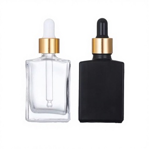 15ml 30ml 50ml 100ml Black Frosted Screen Printed Gold Stamp Square Glass <b>Dropper</b> <b>Bottles</b> for Essential Oil - Product Image 2