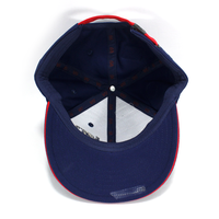 Casquette Snapback marine multi-appliques, avec bordure rouge et visière incurvée, logo en relief, pour le hip-hop, la rue et le quotidien