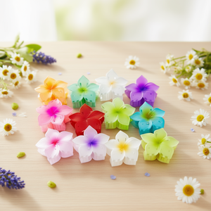 Fermaglio per capelli a cinque foglie rotante bicolore da 8 cm per donne e ragazze - Product Image 2