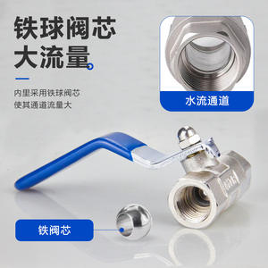 Válvula de Bola de Plata de Dos Piezas al por Mayor, Grifo de Agua con Doble Rosca Interna, Engrosado para Comercio Transfronterizo - Product Image 3