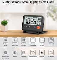 Reloj Despertador Digital de Viaje OEM, Relojes de Escritorio LCD Portátiles con Retroiluminación, Función de Repetición, Calendario, Temperatura, Modo Fin de Semana