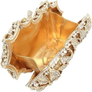 Sac de soirée de luxe pour femme avec strass floraux 3D, chaîne dorée et cristaux roses étincelants, idéal pour les sorties nocturnes - Product Image 4