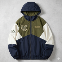Veste coupe-vent rétro urbaine des années 90 personnalisée, veste bomber streetwear hip hop brodée avec blocs de couleur et patchwork