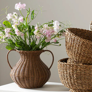 Handmade Woven Rattan Vase Fuji <b>Material</b> Decoration Basket For Living Room <b>Study</b> Dining Room Home Decor - Product Image 3