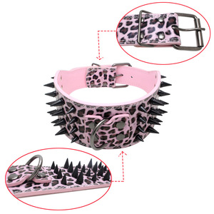 Collares de perro de <span class=keywords><strong>3</strong></span> pulgadas de ancho con tachuelas de cuatro filas - Product Image 4