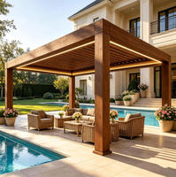 Pergola Aluminium Flip Louver, Desain Sambungan Multi-kolom Kustom, Ruang Berjemur Ekologis Tahan Angin untuk Kolam Renang