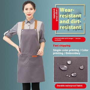 Venta al por mayor en Stock logotipo personalizado impreso mujer lienzo impermeable delantal comercial Catering <span class=keywords><strong>camarera</strong></span> ropa de trabajo restaurantes bares - Product Image 2