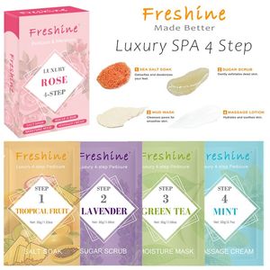Masque exfoliant pour les pieds, kit de pédicure de luxe en boîte, 4 en 1 avec gommage corporel au sucre, crème pour spa des pieds, produits de soin de la peau coréens - Product Image 1