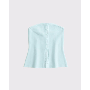 LEDUO French Elegant Summer Casual Daily Wear Ribbed Knit Knot Down Tube <b>Top</b> for Women - Product Image 1