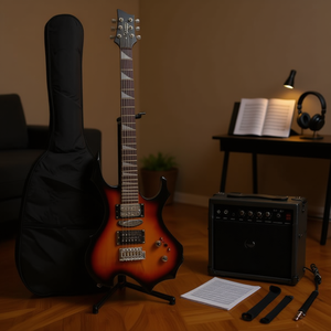 Glarry Electric <b>Guitar</b> D0100HPUE7A 6 String HSH Pickup Sunset Color Maple Neck Mahogany Body For Novice Players - Product Image 2