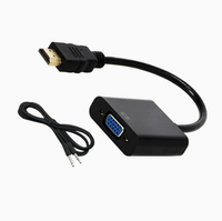 Kabel Konverter Definisi Tinggi ke VGA dengan Dukungan Audio dan Daya USB Opsional untuk Laptop, Proyektor, Monitor