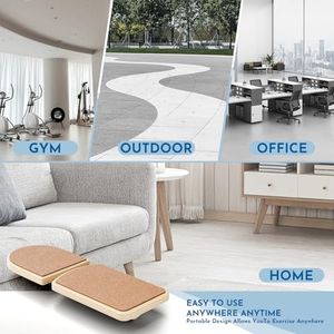 Planche d'équilibre réglable en bois pour cheville, renforceur de <span class=keywords><strong>pied</strong></span>, entraîneur de jambe unique, planche de stabilité de la cheville, récupération des entorses, soulagement plantaire - Product Image 5