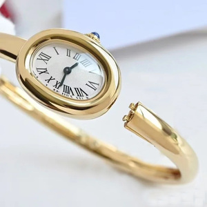 Reloj de oro de 18 quilates con esfera ovalada resistente a la decoloración, reloj de diseño de lujo chapado en oro genuino, modelo mini - Product Image 4