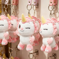 Porte-clés en peluche promotionnel, pendentif mascotte en peluche personnalisé 13 cm, nouveau design, licorne rose, pendentif de sac, porte-clés de voiture