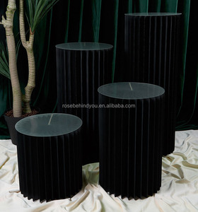 Support à gâteau blanc en papier pliable pour mariage, ornements colonnes romaines, avec couvercles en acrylique pour table <span class=keywords><strong>de</strong></span> desserts - Product Image 4
