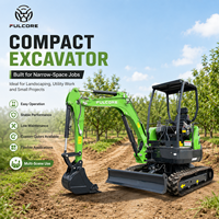 Vente d'usine FULCORE Mini-excavatrice à commande pilotée avancée par joysticks, sans cabine ou avec cabine ouverte, chenilles en caoutchouc