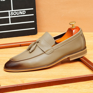 Chaussures Oxford pour hommes en cuir véritable à bout carré, style coréen, formelles, faites à la main, antidérapantes, respirantes et légères - Product Image 5