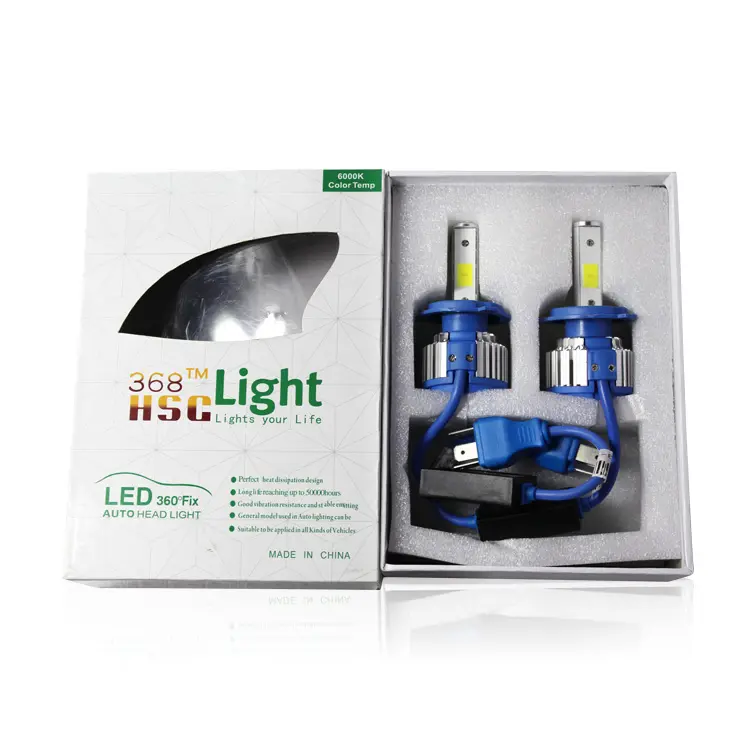 Lampu Depan LED 2600LM Lampu Depan Sepeda Motor Led Sistem Pencahayaan Otomatis Lampu Kepala Led Universal CE Biru H1 H3 H4 H7 DC9-36V 24W