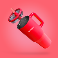 Bouteille d'eau à double paroi en acier inoxydable isolée sous vide 40oz Gobelet de voyage avec couvercle à paille