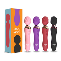 Doppelseitiger, leistungsstarker Stab-Massagevibrator, USB-wiederaufladbar, wasserdicht, handgeführt, für Klitoris-, G-Punkt- und Brustwarzenstimulation, 20 Modi
