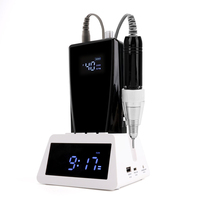 Salon Grade 45W Kohle bürste Vibrations arme 40000 U/min Nagel bohrkit Efile-System mit Power Bank Clock Base Station