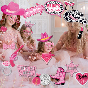 PZ313 rosa caldo ultimo Disco addio al nubilato foto stand di scena permette di andare ragazze sposa per essere per il Cowboy occidentale Cowgirl feste decorazioni - Product Image 4