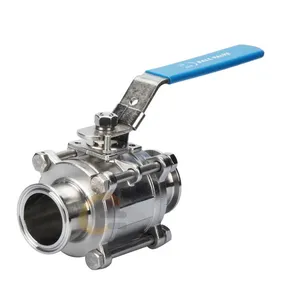 1000WOG custom size sanitary ss304 316 stainless steel quick install 3pc ball valve with tri-clamp ends