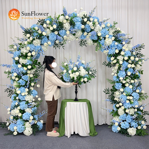Le Lussuose Ortensie e Rose Artificiali in Seta <span class=keywords><strong>Blu</strong></span> e Bianca Sono la Scelta Perfetta per una Cerimonia Nuziale Romantica - Product Image 1