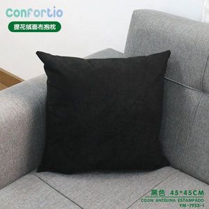 Cuscino in Antelina Jacquard Scamosciata Nero 45*45, Cuscini e Guanciali Stampati - Product Image 2