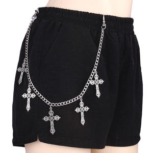 Chaîne de taille croisée en alliage de zinc avec cinq croix, pendentif, chaîne de corps tendance pour usage quotidien, accessoire hip-hop unisexe - Product Image 1