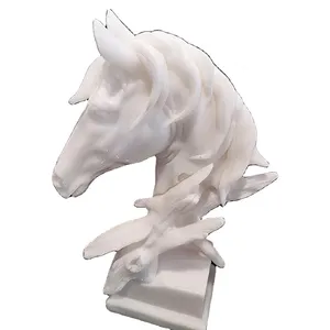 Natural Jade Statue Decor Home Hand Carved Marble Sculpture Jade Horse Statue