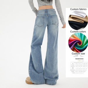 2025 autunno nuovi <span class=keywords><strong>Jeans</strong></span> Vintage <span class=keywords><strong>a</strong></span> <span class=keywords><strong>vita</strong></span> <span class=keywords><strong>bassa</strong></span> <span class=keywords><strong>a</strong></span> gamba larga da donna pantaloni in Denim larghi lunghi fino al pavimento - Product Image 2