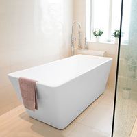 Baignoire autoportante rectangulaire à bord fin de 3mm de forme carrée Surface solide Baignoire USA pour adultes Caractéristiques Whirlpool