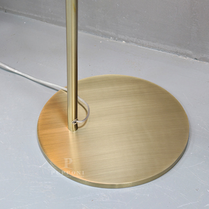 <b>Indoor</b> Led Floor Lamp Round Flat Shade Brushed Brass Frame Standing <b>Light</b> For Living Area - Product Image 2