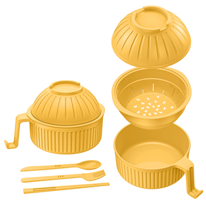Ensemble de vaisselle personnalisé avec logo, bol à soupe, bol à céréales en plastique, bol à nouilles instantanées, bol à salade pour micro-ondes avec couvercle - Product Image 6