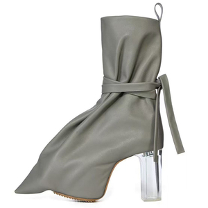 Botines de Mujer con Estilo Personalizado, Tacón Grueso de Cristal, con Cordones, Plataforma Corta y Gruesa - Product Image 2