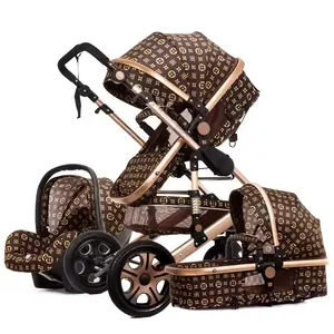 Poussette bébé multi-positions 3 en 1 de luxe avec cadre pliable en alliage d'aluminium porte-bébé siège auto pour 0-36 mois