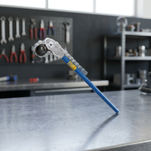 Llave Ajustable para Tuberías, Herramienta Manual con Mordaza Metálica y Mango Azul para Reparaciones de Plomería - Product Image 2