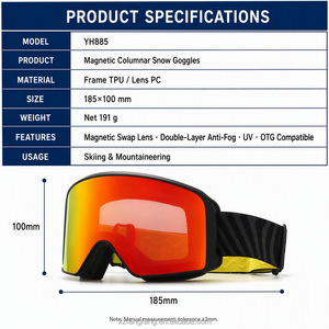 Lunettes de ski OEM avec revêtement anti-buée pour le ski, le snowboard, le <span class=keywords><strong>skateboard</strong></span>, les sports d'hiver en plein air - Cadre bleu marine - Product Image 4