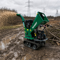 Pencacah Kayu Crawler Bensin 15HP GST120 Kapasitas 120mm, Mesin Pencacah Kayu Beroda Rantai, Pencacah Kayu Self Propelled untuk Daerah Pegunungan