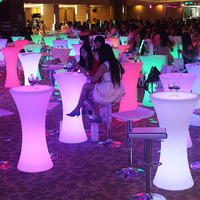 Table et Chaises de Bar LED Lumineuses pour Club Nocturne, Salon, Extérieur, Table Haute Cocktail, Tables Rondes LED pour Événements et Jardins