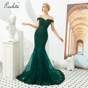 ASA35338 abiti da ballo a sirena in pizzo con spalle scoperte abiti da notte con applicazioni in rilievo con paillettes per donna - Product Image 1