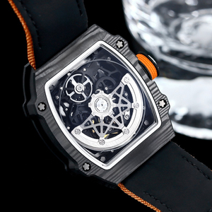 Reloj de Pulsera Deportivo de Lujo de Alta Gama Personalizado, Esqueleto Automático, para Hombre, Caja Negra y Naranja, Ligero, para Fiestas y Deportes - Product Image 5