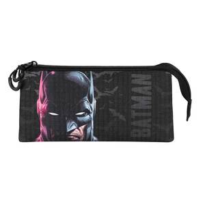 Estuche para lápices triple con diseño de la cara de Batman de DC Comics de Karactermania, negro - Product Image 2