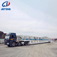 Semi-remorque porte-voitures à double étage AOTONG, robuste, 3 essieux, acier haute résistance Q345B, levage hydraulique, capacité de 6/8/10 voitures