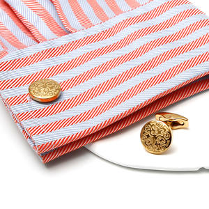 Mancuernillas de Lujo de Alta Calidad, Mancuernillas de Metal con Personalidad, Mancuernillas Redondas de Acero Inoxidable Doradas para Camisa - Product Image 4
