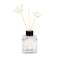 Bouteille diffuseur de parfum en verre carré transparent avec bâtonnets, couvercle doré, argenté ou noir, 50 ml, 100 ml, 150 ml, 200 ml, luxe