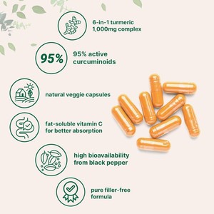 Capsules de Curcumine de Curcuma Haute Puissance OEM avec Gingembre et <span class=keywords><strong>Propolis</strong></span> pour le Bien-être Articulaire et le Soutien Antioxydant - Product Image 4
